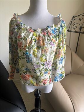 Alice + Olivia White Floral Off-Shoulder Blouse NWT